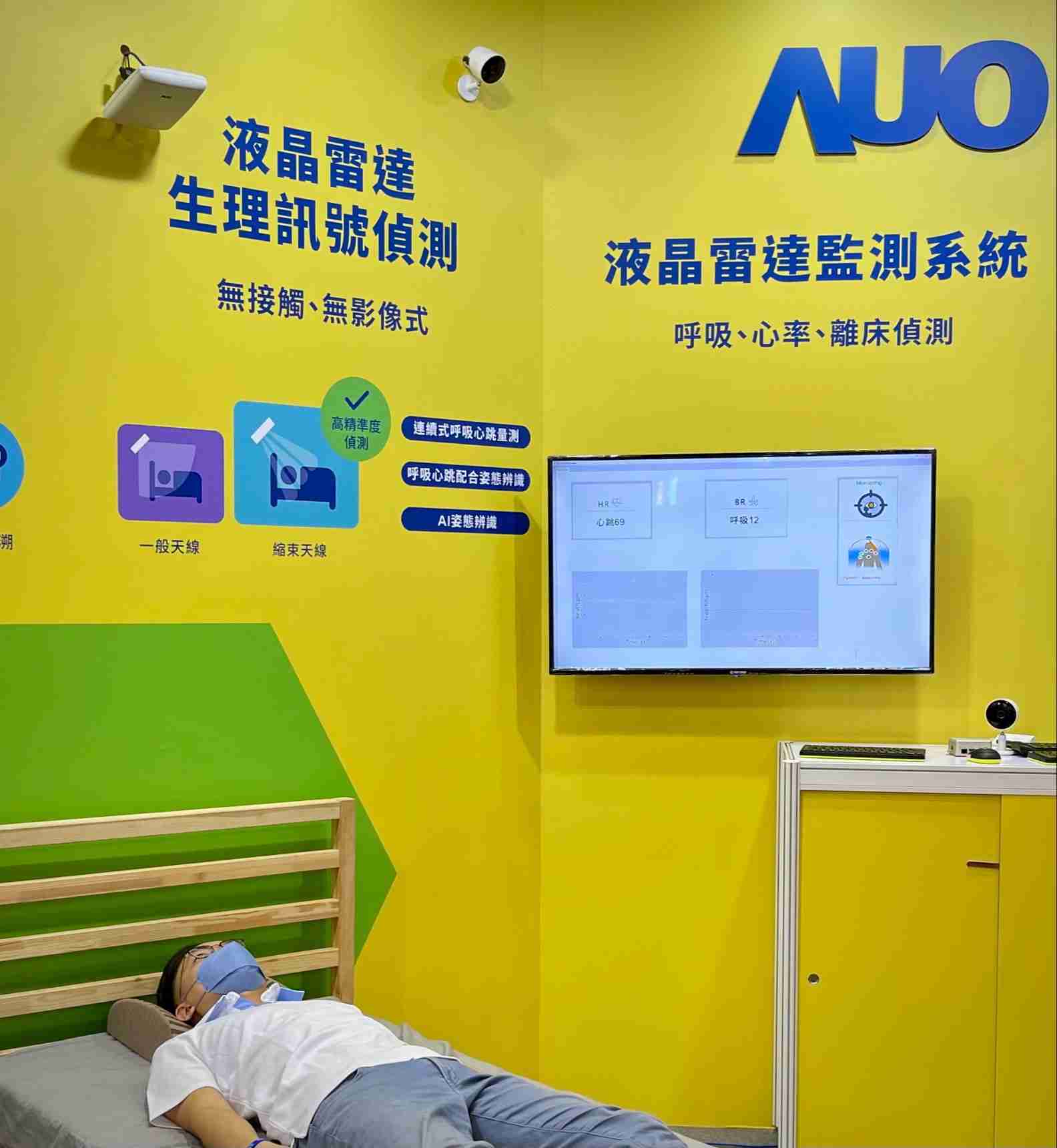 万利颐康「无接触生理监测雷达」，，免除传统线路与贴片束缚，，，，精准侦测呼吸、、、、心跳等重要生理讯号
